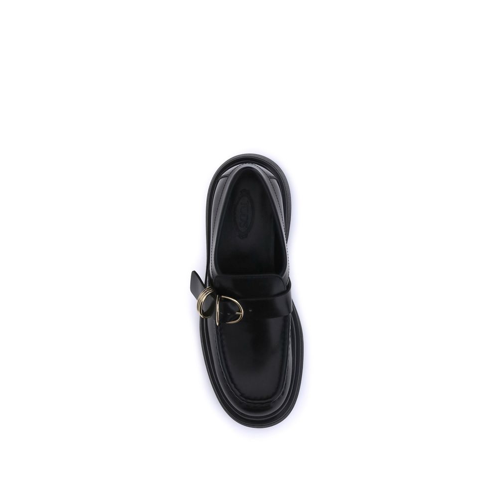 Black Rubber Platform Loafers