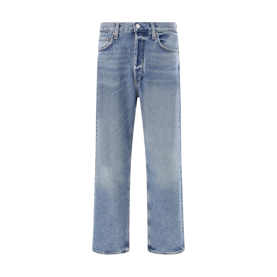 Light Blue Cotton Straight-Leg Jeans