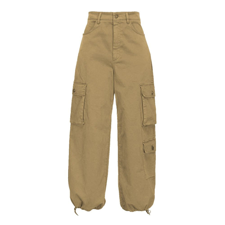 Beige Cotton Women Cargo Pant