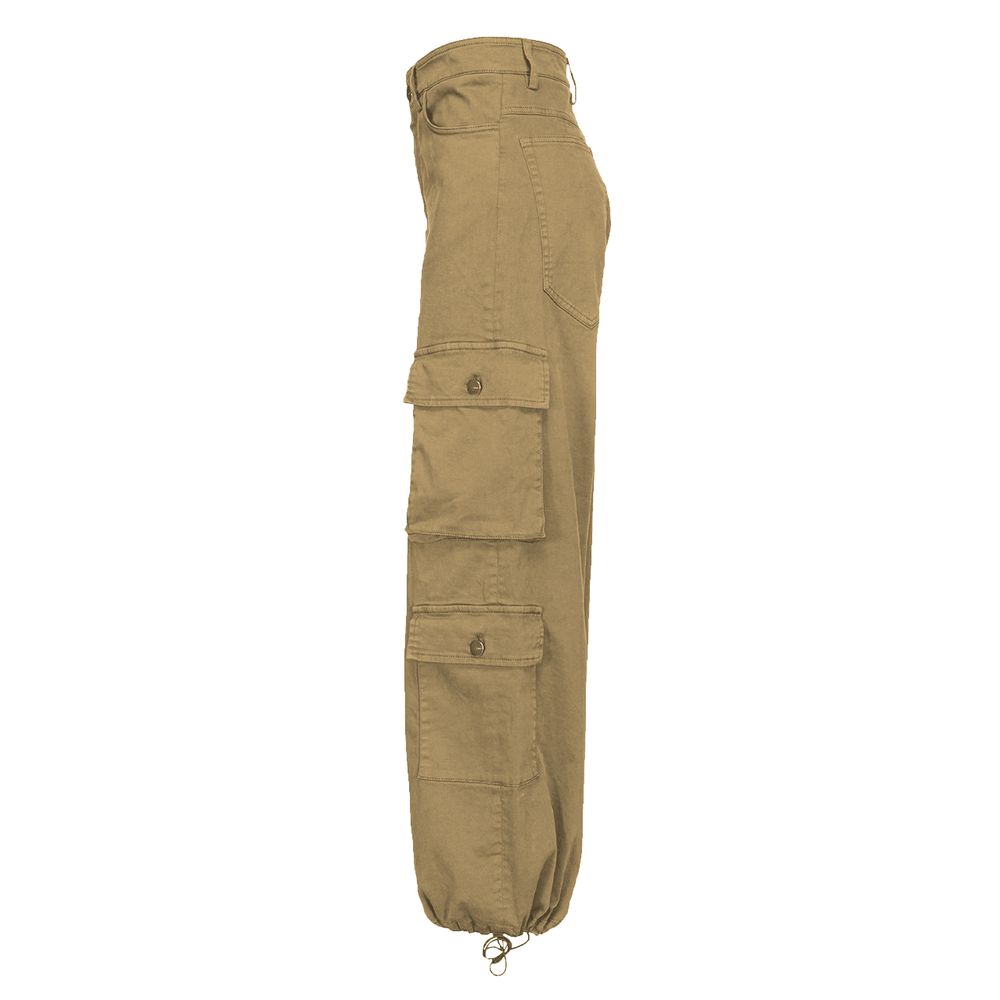 Beige Cotton Women Cargo Pant