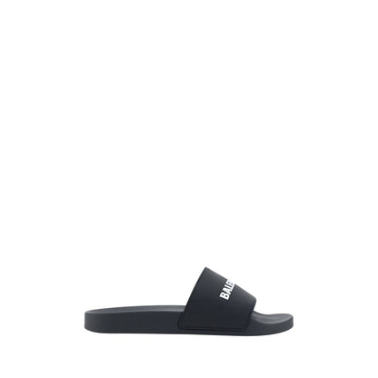 Black Rubber Flat Sandals
