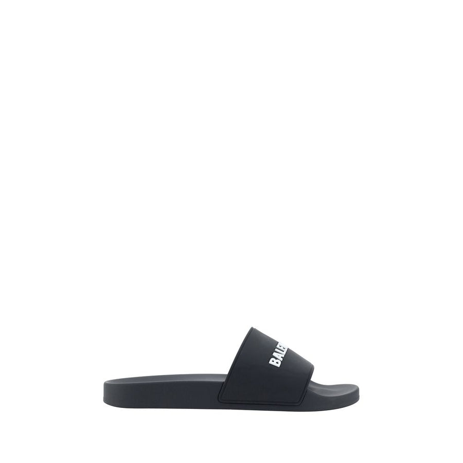 Black Rubber Flat Sandals
