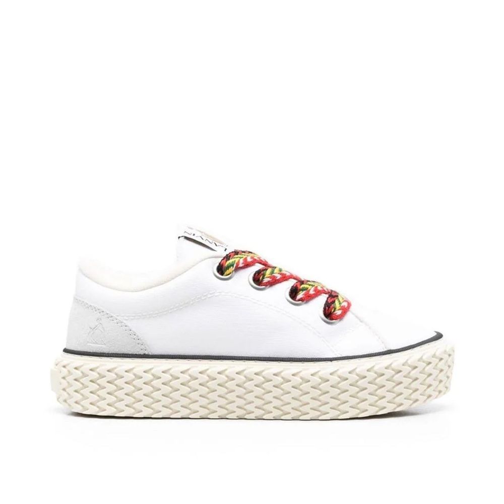 White Cotton Low Top Sneakers