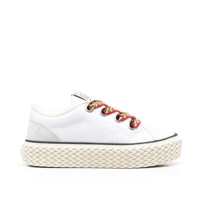 White Cotton Low Top Sneakers
