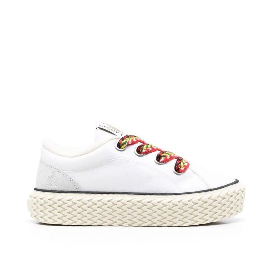 White Cotton Low Top Sneakers