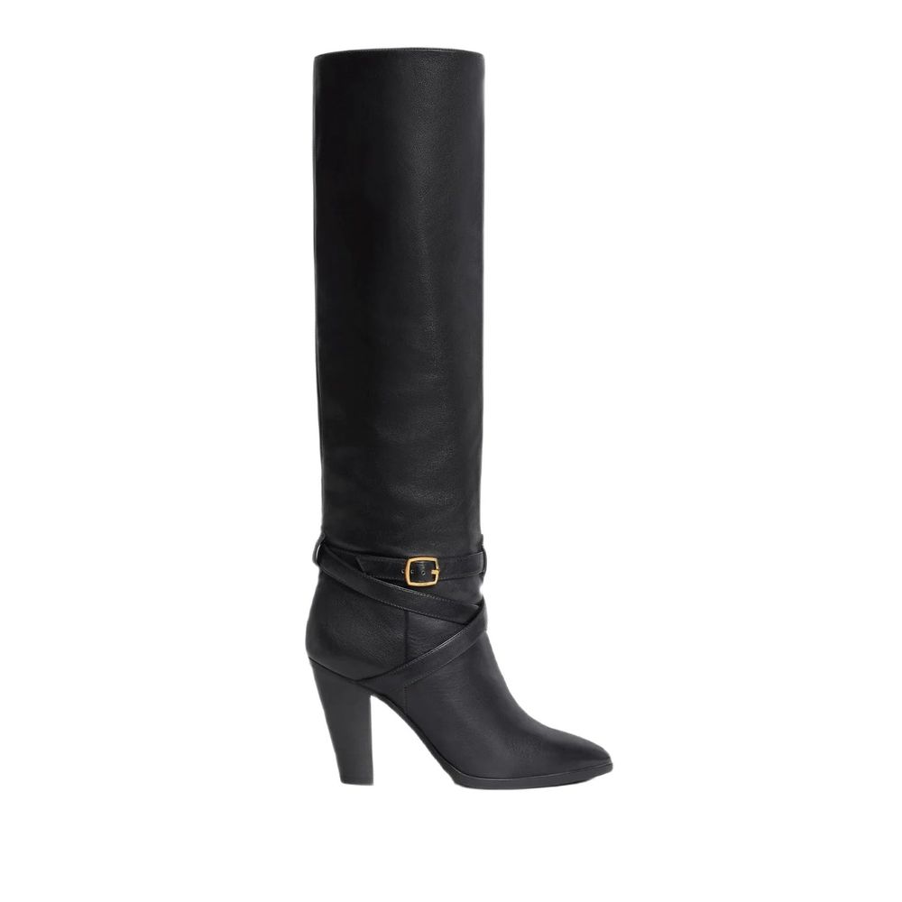 Black Calfskin High Heel Boots