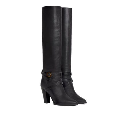 Black Calfskin High Heel Boots