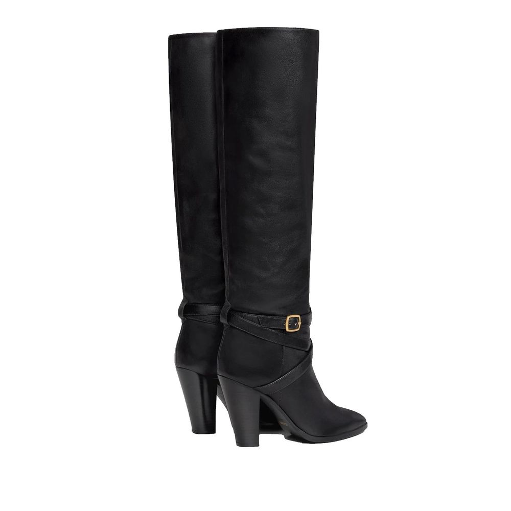 Black Calfskin High Heel Boots