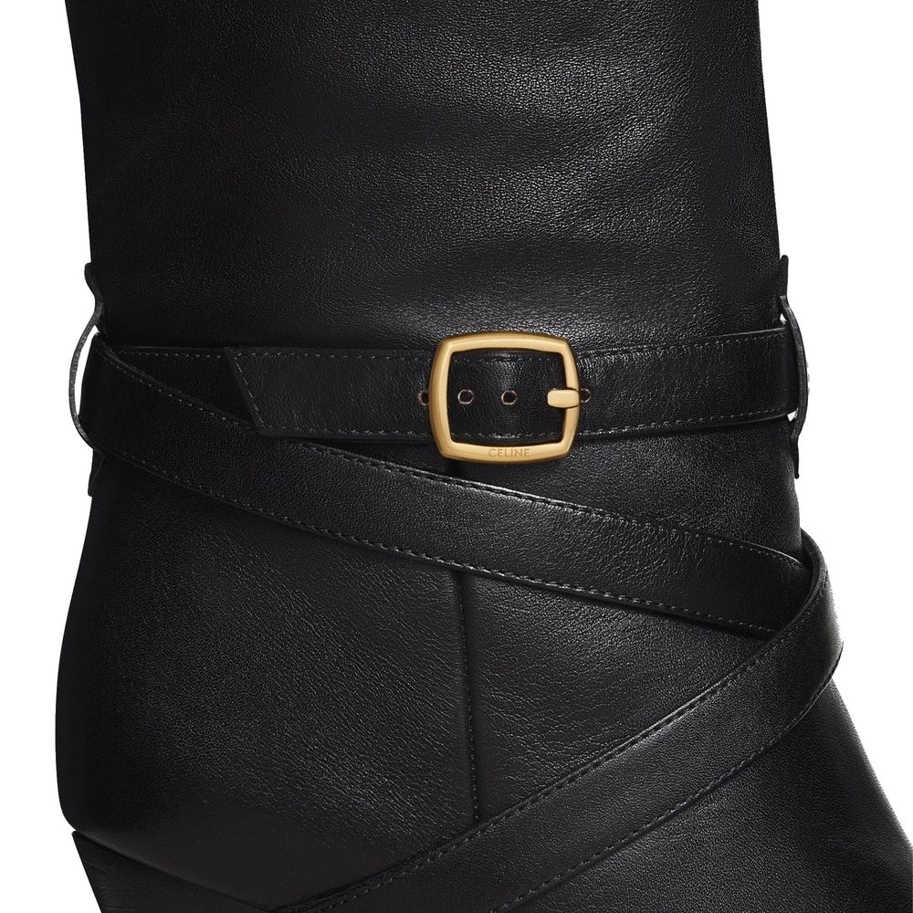 Black Calfskin High Heel Boots