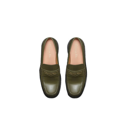 Green Calfskin Slip-On Loafers