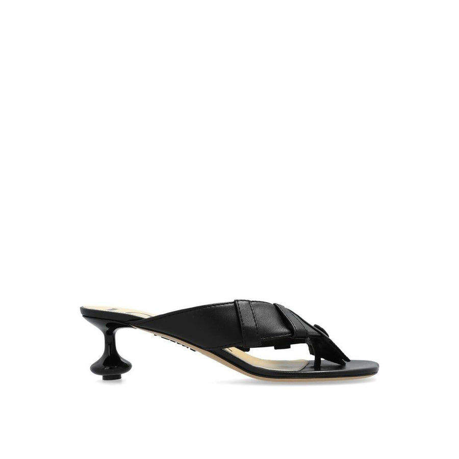 Black Lamb Leather Strap-On Sandals