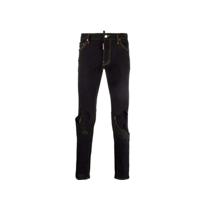Black Cotton Slim Fit Jeans