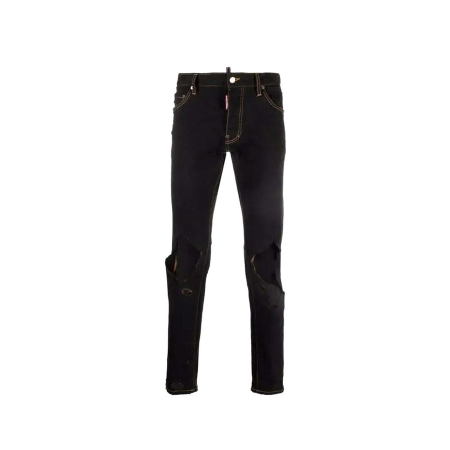 Black Cotton Slim Fit Jeans