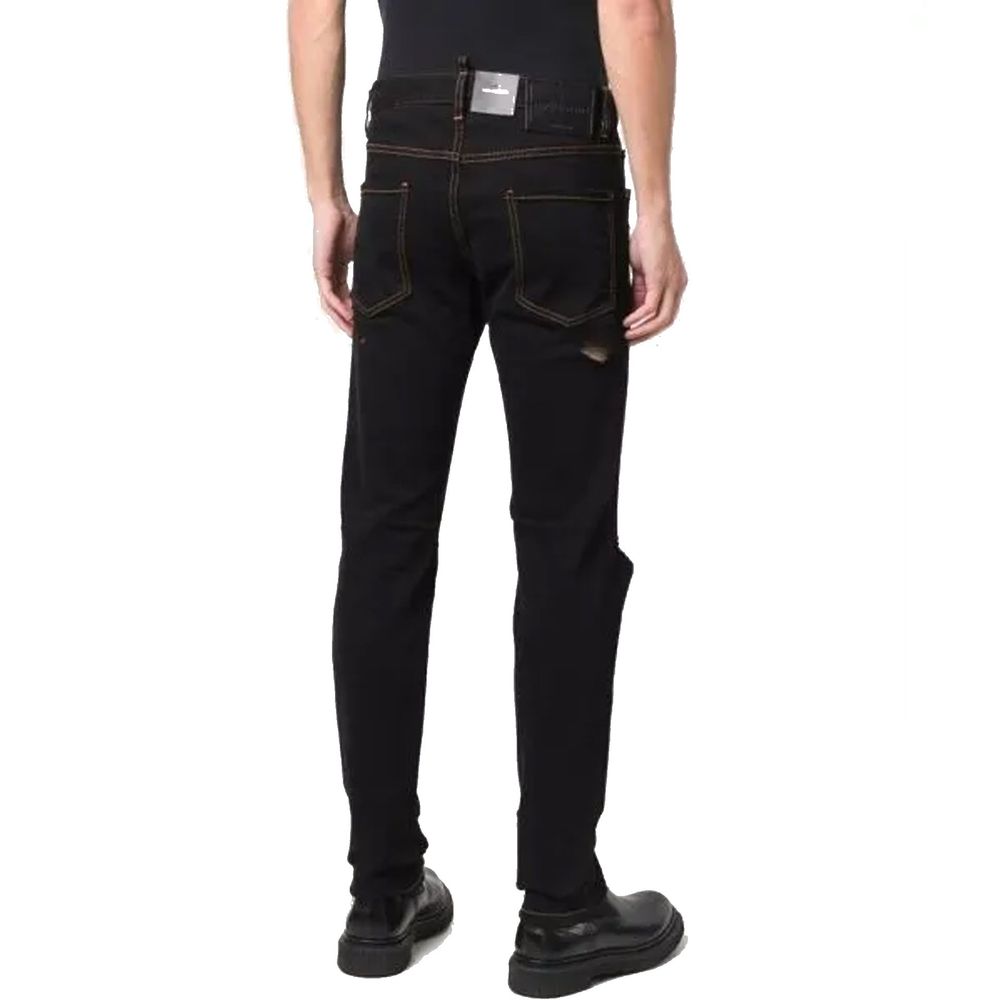 Black Cotton Slim Fit Jeans