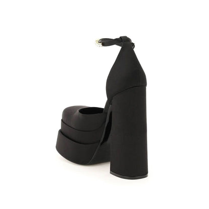 Black Silk Platform Pumps