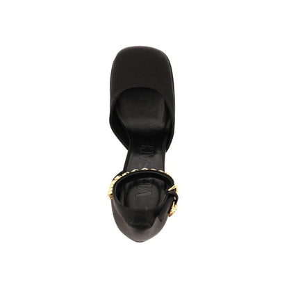 Black Silk Platform Pumps