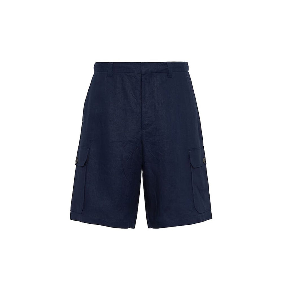 Blue Linen Bermuda Shorts