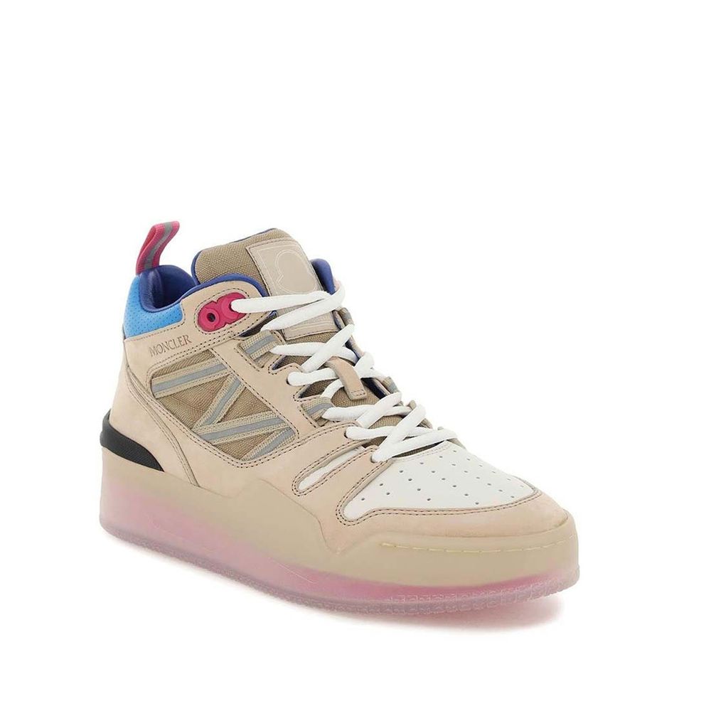 Beige Leather Platform Sneakers