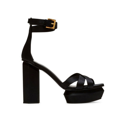 Black Silk Platform Sandals