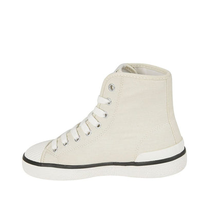 Beige Canvas High Top Sneakers