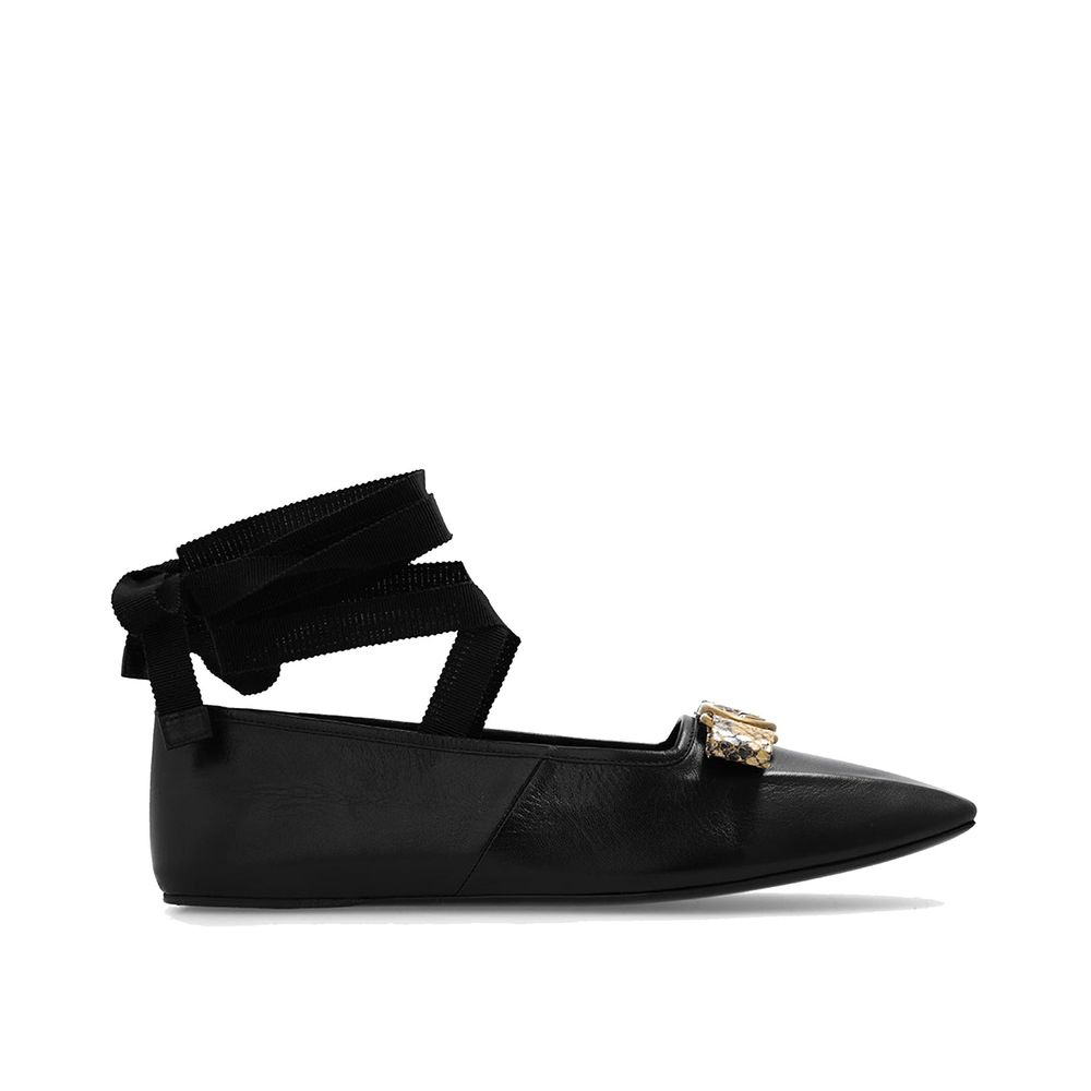Black Calfskin Ballet Flats