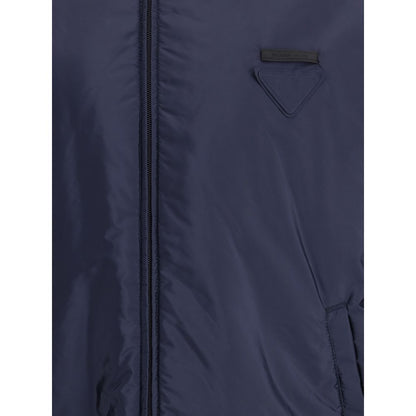 Blue Polyester Full-Length Jacket