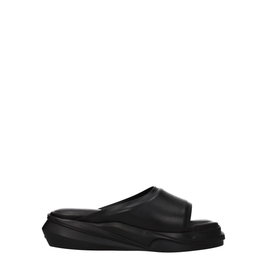 Black Leather Slippers