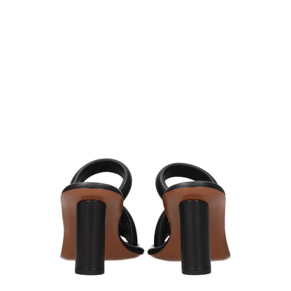 Black Leather Stiletto Heel Sandals