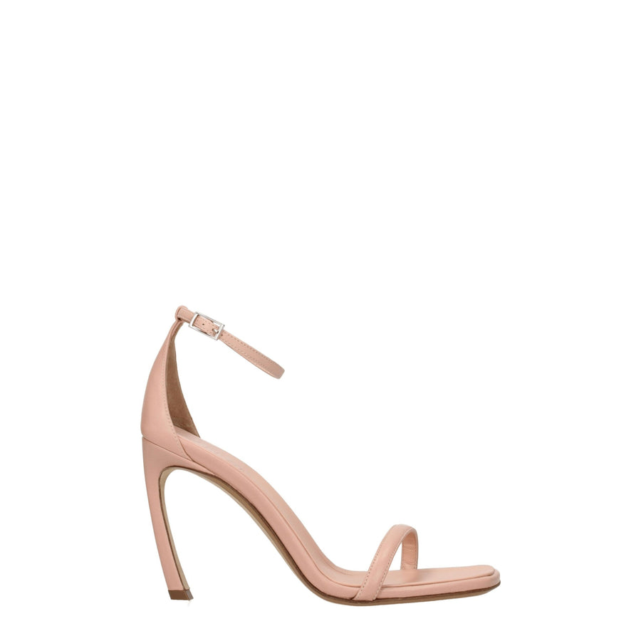 Pink Leather Stiletto Heel Sandals