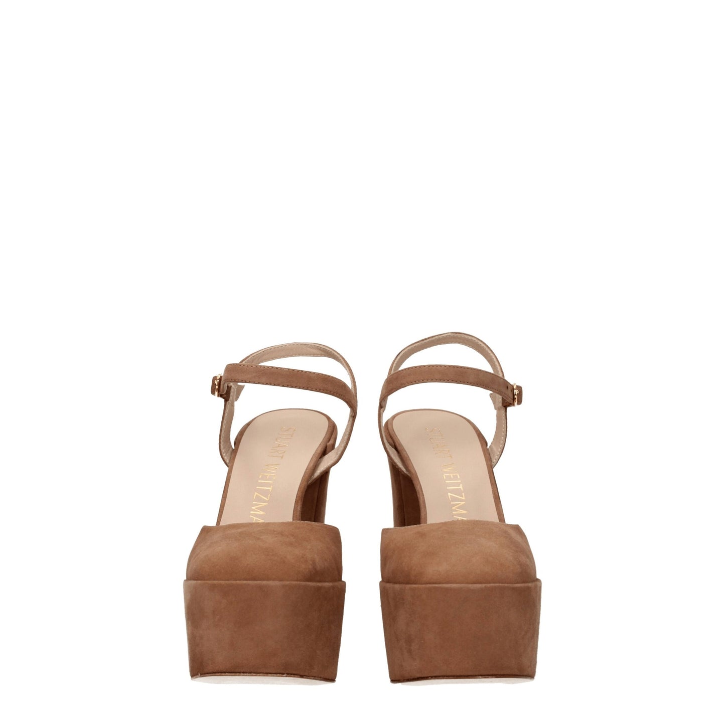 Beige Leather Platform Sandals