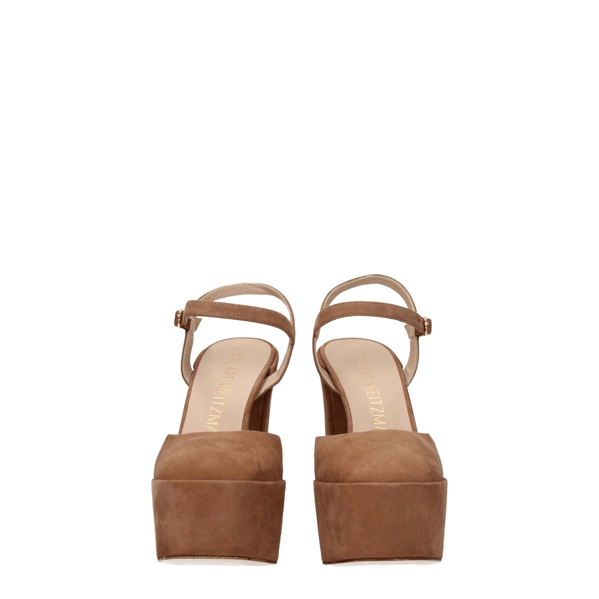 Beige Leather Platform Sandals