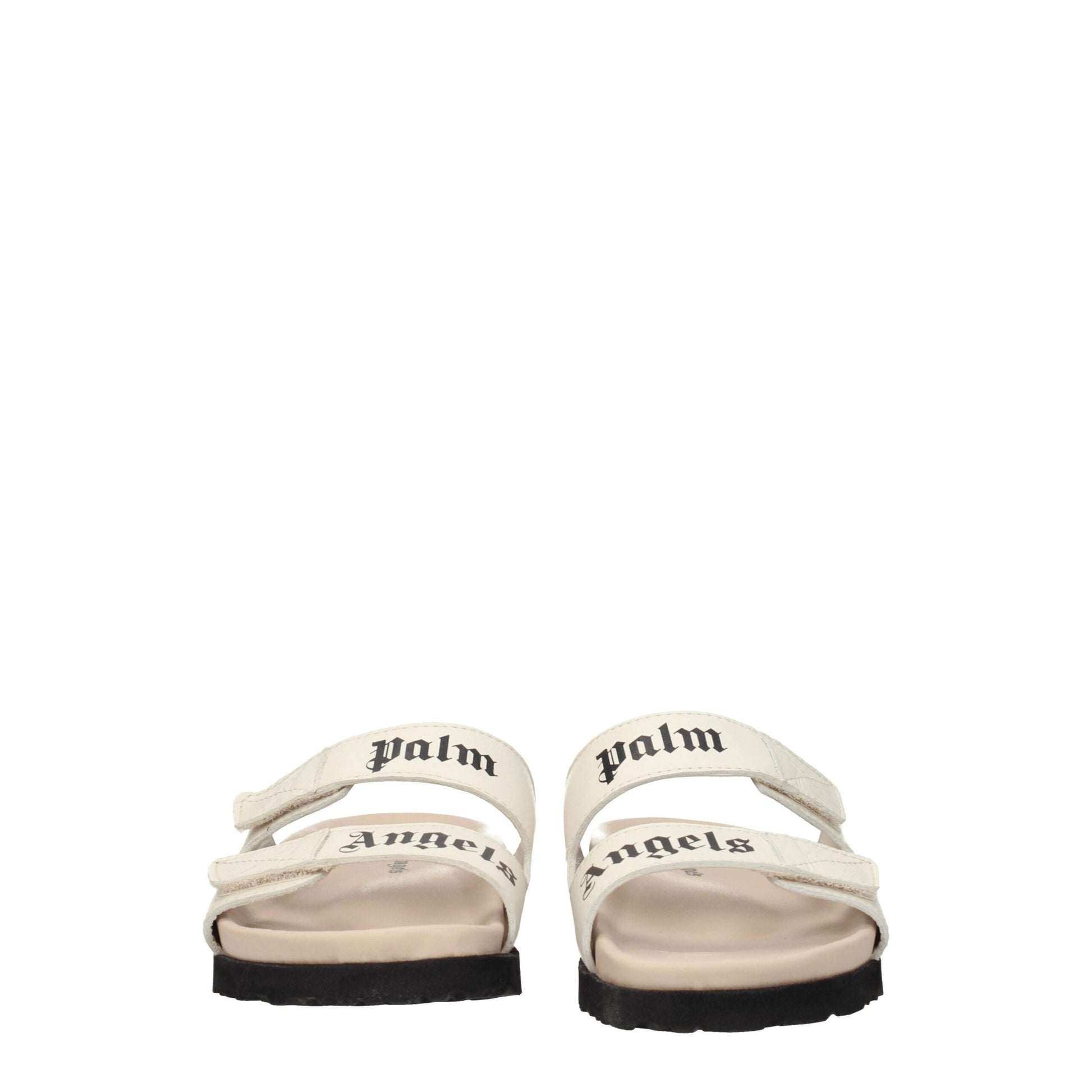 Beige Leather Flat Sandals