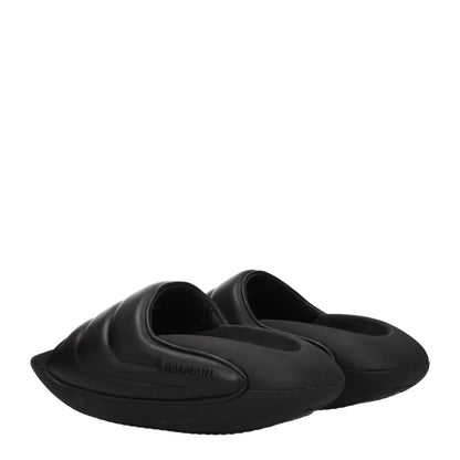 Black Leather Slippers