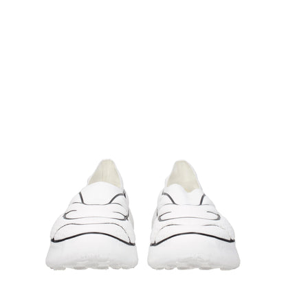 White Fabric Low Top Sneakers