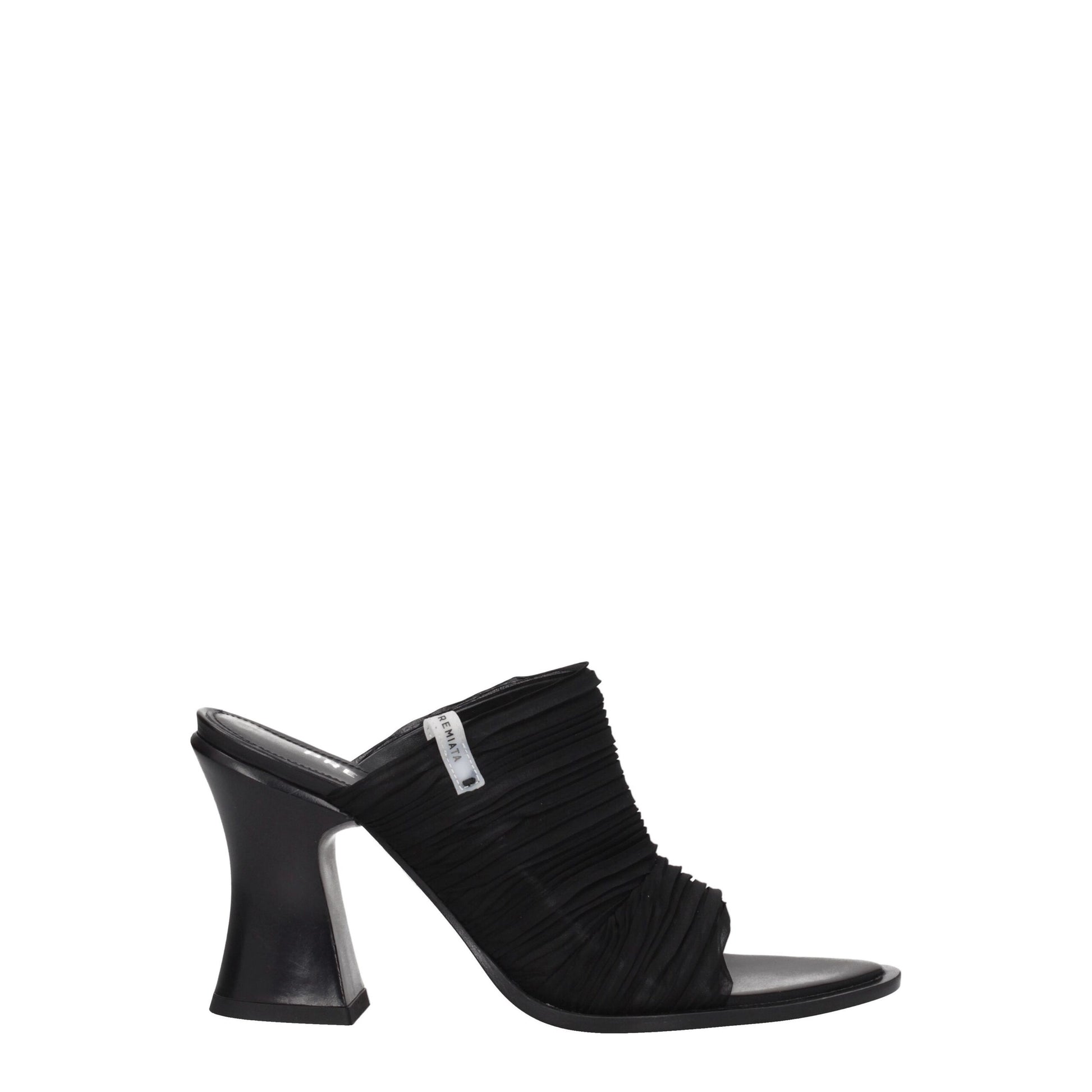 Black Fabric Platform Sandals