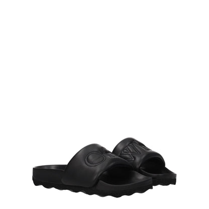 Black Leather Slippers