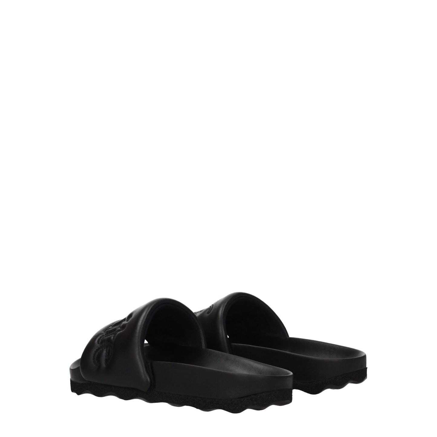 Black Leather Slippers