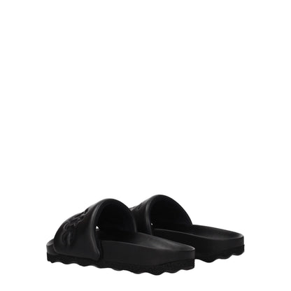 Black Leather Slippers
