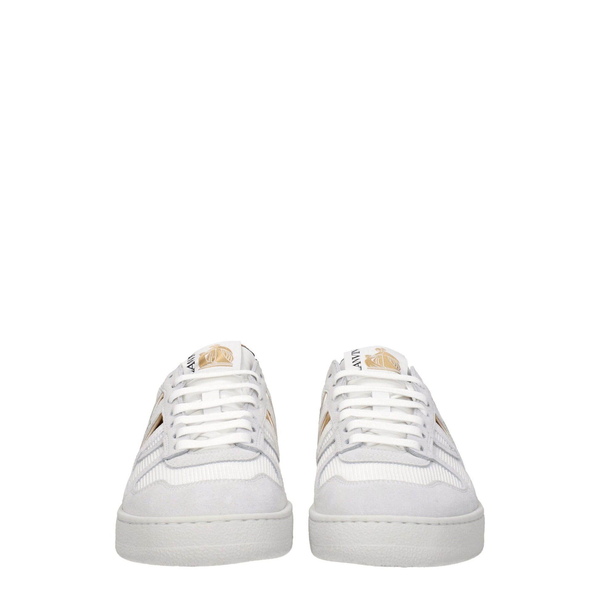 White Fabric Low Top Sneakers