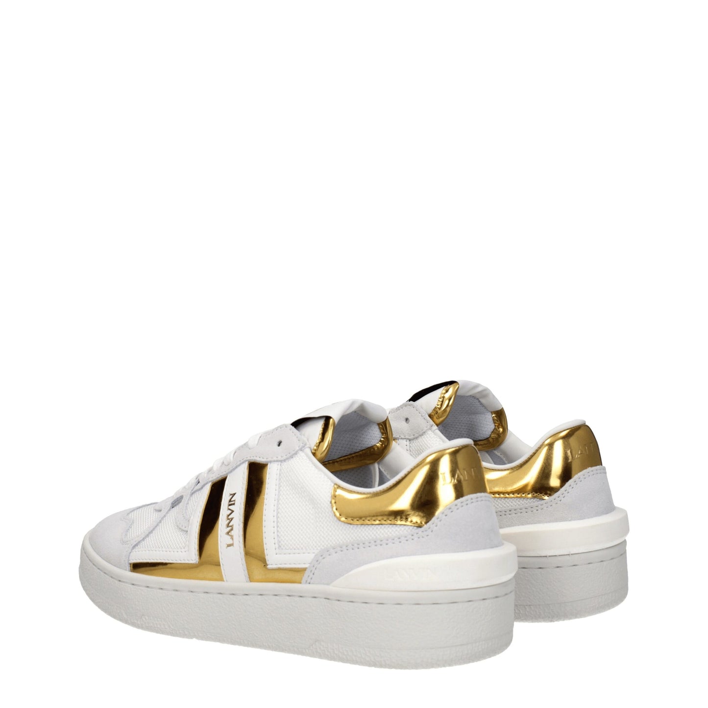 White Fabric Low Top Sneakers