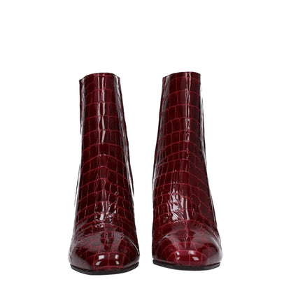 Red Leather Ankle Boots