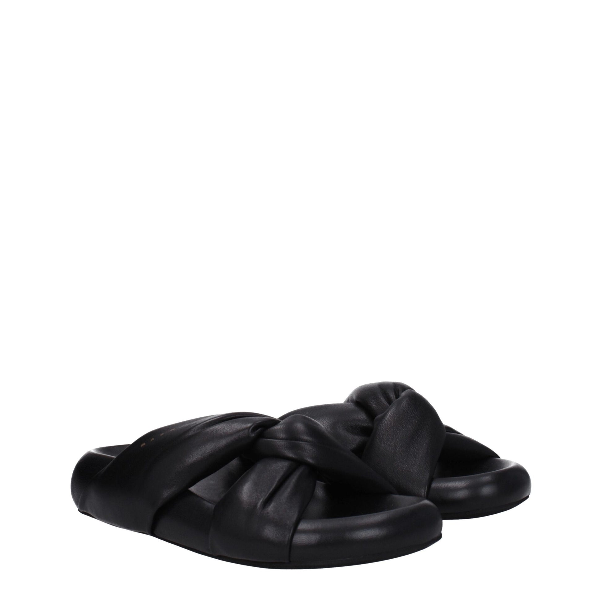 Black Leather Slippers