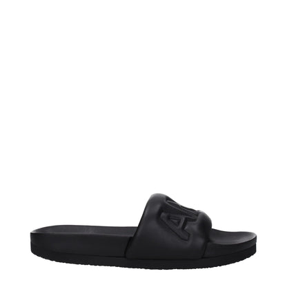 Black Leather Slippers
