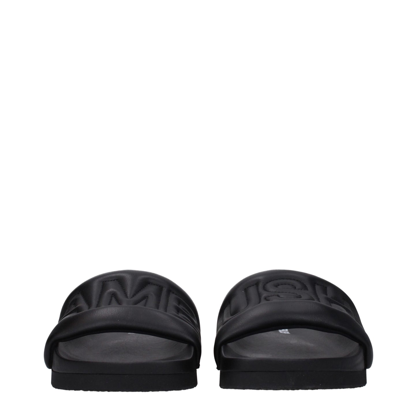 Black Leather Slippers