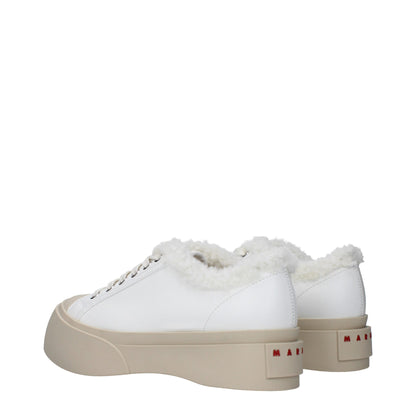 White Leather Low Top Sneakers