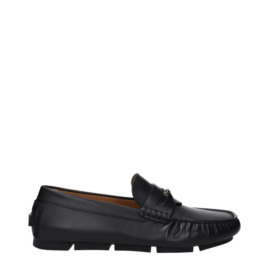 Black Leather Slip-On Loafers