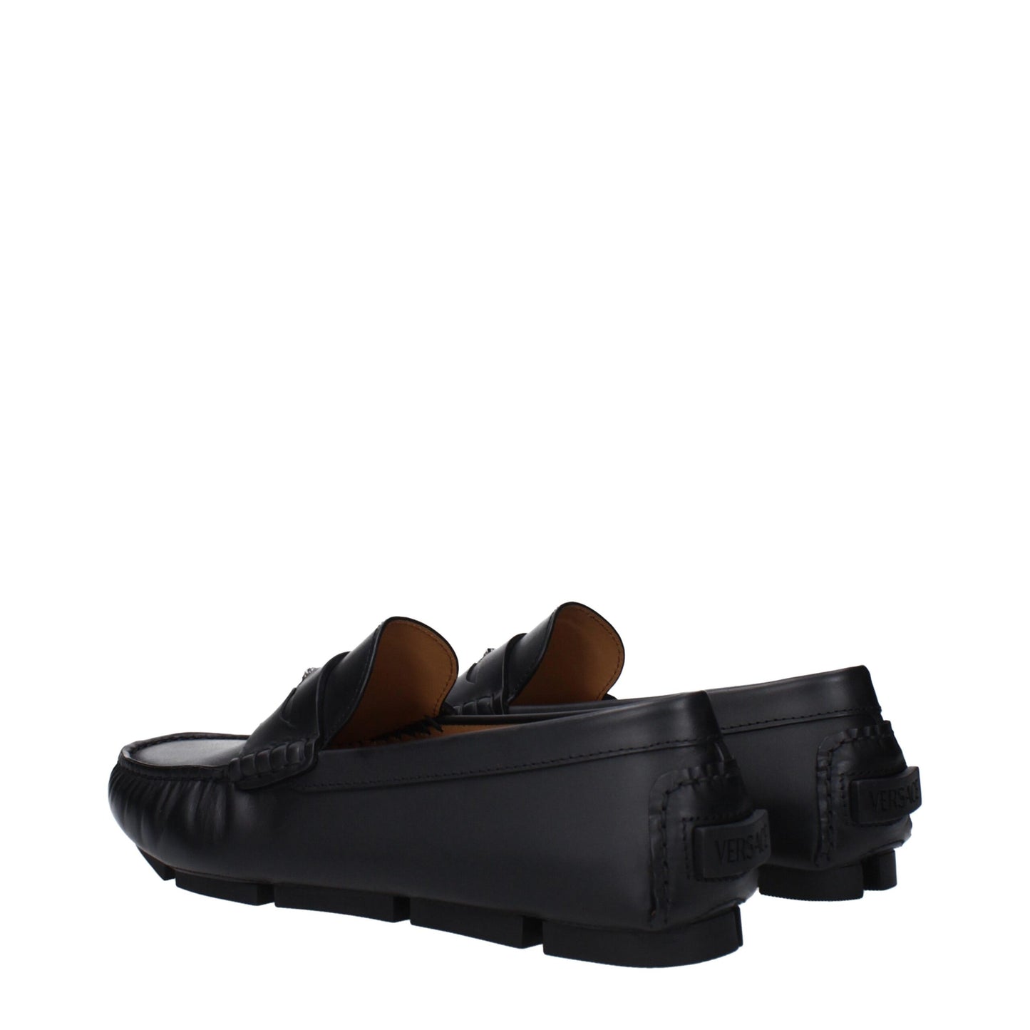 Black Leather Slip-On Loafers