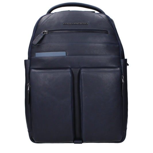 Blue Leather Backpack