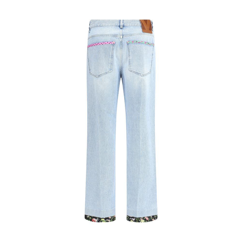 Light Blue Cotton Straight-Leg Jeans