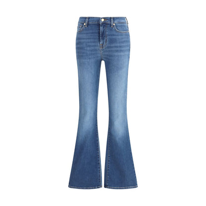 Blue Cotton Flared Jeans